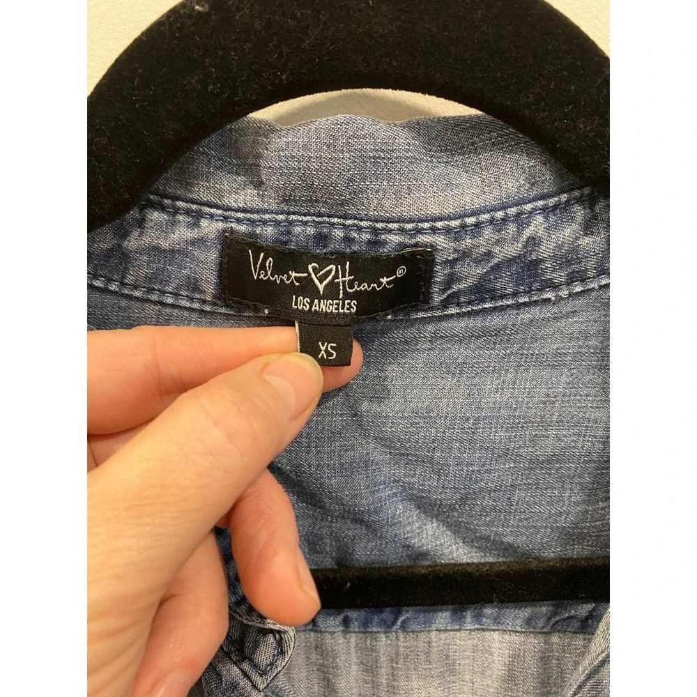 Velvet Heart Los Angeles Denim Tiered Shirt Dress Tunic Blue‎ XS